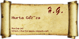 Hurta Géza névjegykártya